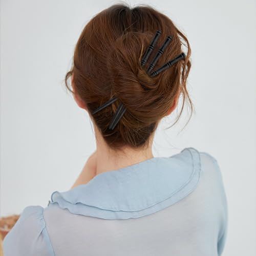 12 Pcs Vintage Wood Hair Sticks Bamboo Shape Hair Chopsticks Japanese Chinese Hairpin Decorative Retro Hair Forks Hanfu Pins Bun Holders for Long Hair Women (Black) - color: Black
