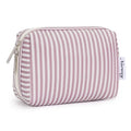 Narwey Small Striped Makeup Bag for Purse Mini Cosmetic Bag Travel Makeup Pouch Zipper Pouch Cute Make up Bags with Compartments for Women Girls (Dusty Rose Stripe, Small) - color: A-Dusty Rose Stripe, style: Small