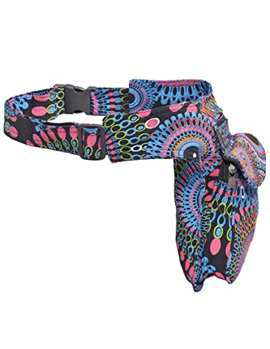 The Collection Royal Handmade Festival Waistpack Boho Hippie Waist Bag Hip Bum Running Belt Fanny Pack Travel Utility Belt (Blk+Blu+Prpl) - color: Blk+Blu+Prpl