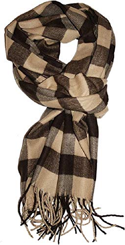 VERONZ Super Soft Classic Cashmere Feel Winter Scarf - color: Beige Buffalo Check