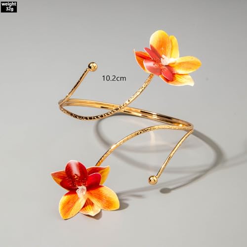 Golden Metal Starfish Seashell Upper Arm Bracelet Flower Charm Bohemia Bracelets for Women Beach Wedding Adjustable Open Cuff Bangle Coil Swirl Armband Party Jewelry - color: Style 04