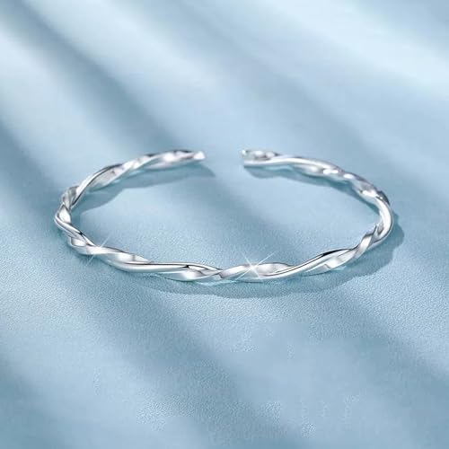 925 Sterling Silver Bracelets Open Adjustable Bangle Bracelet Teardrop Water Drop Cuff Bangles for Women - color: Pattern 5