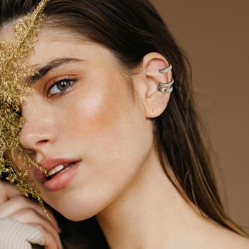 Ear Cuffs Non Piercing 14K Gold Plated Ear Cuff Earrings for Women Trendy Clip on Cartilage Earring Stacks Non Pierced Adjustable Fake Earrings Set Jewelry - color: I:3pcs