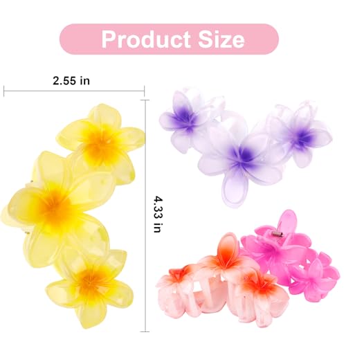 Colorful Hawaiian Flower Hair Clips for Women - Large Non-Slip Claw Clips with Strong Hold, Beach Hair Accessories for Thick Hair - color: Colorful-A