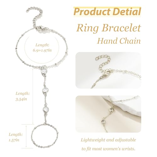 choice of all Hand Chain Bracelet Gold Finger Ring Bracelet Hand Chain for Women Trendy Birthday Jewelry Gifts - color: A8:Hand Chain Bracelet-silver