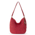 The Sak Sequoia Hobo Bag - Hand Crochet Large Women's Purse for Everyday & Travel - Durable Handbag & Tote With Zipper Pocket - color: Scarlet Primrose Straw