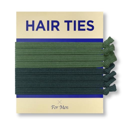 HAVHAF Knotted Mens Hair Ties For Men 8pcs (Thin, Forest) - No damage Crease Breakage Man Bun Hair Tie Men with Long Hair For Curly Thick Elastic Hair Ties For Guys | Perfect hairtie - color: Forest
