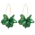 Exaggerated Bohemian Resin Rose Flower Petal Dangle Drop Earrings Long Acrylic Tiered Floral Tassel Earring for Women - color: Dark Green