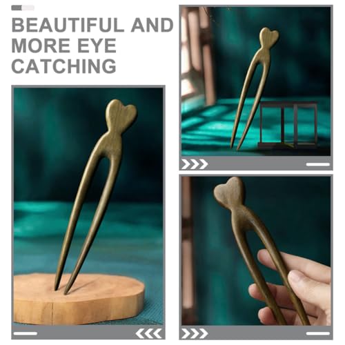 LALAFINA Wooden Hair Stick Double Prong Hairpin Vintage U-shaped Hair Fork for Women Suitable for Daily Updo