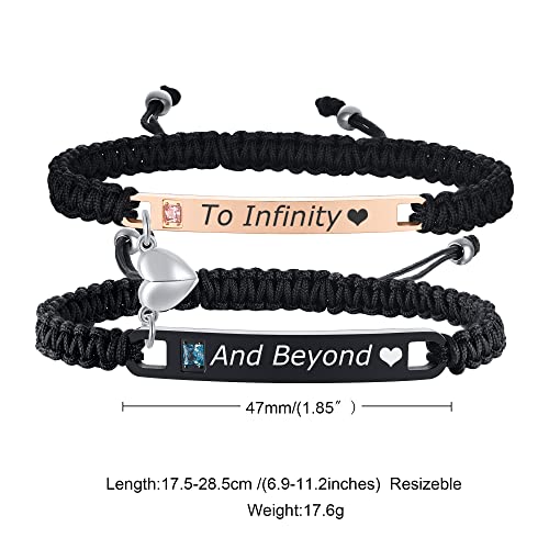 MEALGUET Personalized Couple Bracelet Customized Couple Bracelets Set Mutual Attraction Custom Name Relationship Bracelet Personalized Gift for Men Women - style: To Infinity And Beyond-heart magnetic