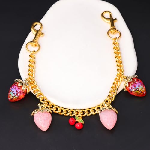 Bag Purse Charms Chain for Handbags Women's Pants Wallet Gold Link Bag Chain Keychain Y2K Accessories - color: Cherry Strawberry