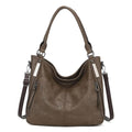 Shoulder Handbags for Women Large Soft Casual PU Leather Hobo Tote Purses - color: Khaki