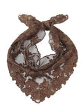SweatyRocks Women's Floral Embroidery Lace Triangle Hair Scarf Headband Sheer Hair Bandana - color: Chocolate Brown, size: One Size