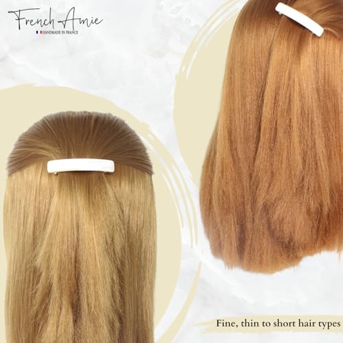 French Amie Small 2 1/4 inch Celluloid Handmade Hair Barrette No Slip Grip Durable Styling Women Hair Accessories Hair Clip for Girls, Made in France(Ivory) - color: Ivory