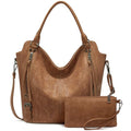 Tote Bag for Women PU Leather Shoulder Bags Fashion Hobo Bags Large Purse and Handbags with Adjustable Shoulder Strap - color: Brown Flower