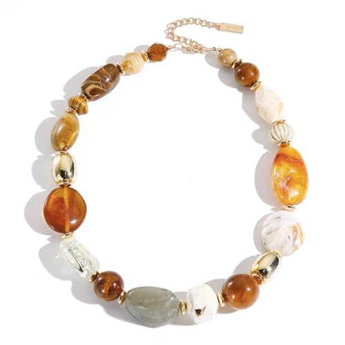 Beaded Choker Chunky Necklace for Women Statement Charm Necklace for Party Festive Vacation Gift