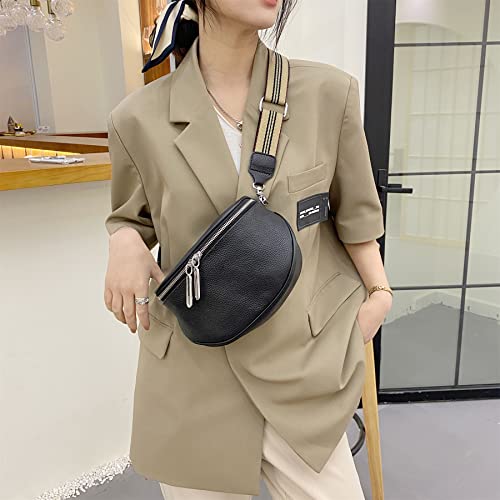 Fanny Pack Crossbody Bags For Women Genuine Leather Fashion Shoulder Handbag Belt Bag Waist Purse (Black01) - color: Black01