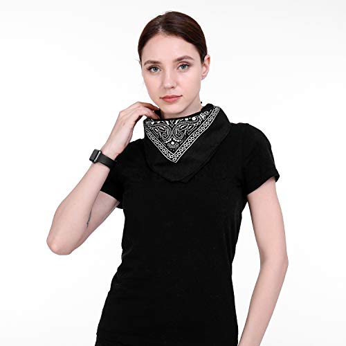 Cotton Bandanas for Men & Women Paisley Cowboy Bandana Handkerchiefs for Hair 22x22 - color: 3pcs Black/Red/Navy