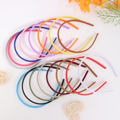 Wecoe Headbands for Women Girls 16pcs Skinny Fabric Headbands – Non-Slip Trendy Hair Accessories for Women & Girls