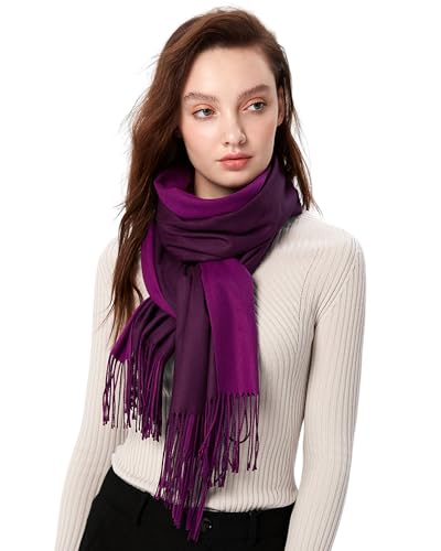 maamgic Women's Winter Scarf Soft Warm Scarf for Women Cozy Shawl Wraps for Women Lightweight Pashmina Style Wrap - color: Purple and Dark Purple