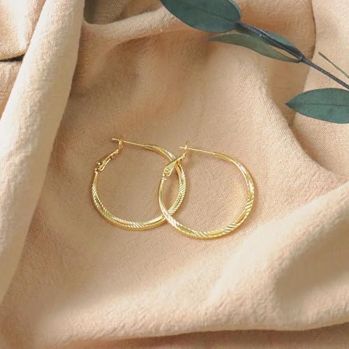 ToHeart Gold Hoop Earrings for Women Twist Hoop Earrings Gold Plated - style: Hoop Earrings F