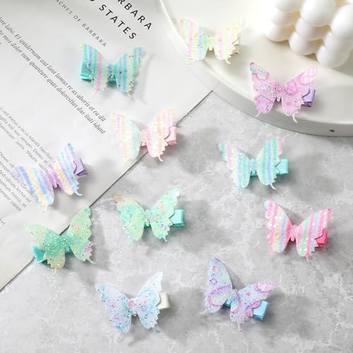 18Pcs Rhinestone Butterfly Hair Clips for Teens Women, Y2K Glitter Hair Jaw Clips, Cute Headwear Gifts for Wedding and Back to School Light Color - color: Light Style