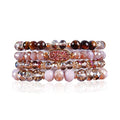 RIAH FASHION Bohemian Acrylic Druzy Multi-Layer Bead Statement Bracelet - Versatile Faux Stone Pendant Stretch Strand Stackable Cuff Bangle Set Sparkly Crystal - color: Oval Acrylic Druzy - Purple