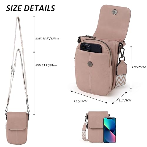 TANTOMI Small Crossbody Bags for Women Trendy, Cell Phone Purses Wallet with 4 Card Slots, Small Purses with Adjustable Strap - color: 04-dusty Pink