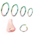 WBRWP 316L Stainless-Steel Piercing-Ring Hinged Nose-Rings-Hoop : 20G 18G 16G 14G Womens Body Pierecing Ring Segment Clicker Lip Rings Helix Cartilage Rook Earrings Diameter 6mm 8mm 10mm 12mm - color: 4pc set in rainbow color(each dia. 1 pc)
