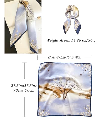 Saiusloa Neck Scarf For Womens Silky Head Scarves Hair Bandanas Square Scarf Fashion Accessories lightweight - color: 24-purple Wintersweet