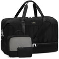 IBFUN Weekender Bags for Women, Travel Duffle Bag with Shoe Compartment Carry on Weekender Overnight Duffel for Weekend Travel Business Trip 3PCS - color: E1-Black