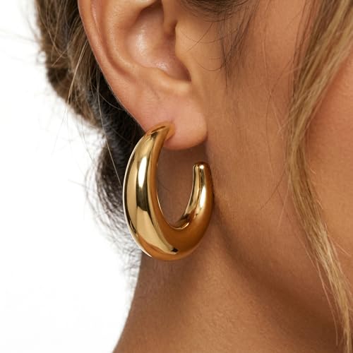 4 Pair Small Gold Hoop Earrings for Women Sensitive Ears - Hypoallergenic 14k Real Gold Plated Hoops Zirconia Cartilage Huggie Earrings Set Helix Piercing Earring Gold Jewelry for Women Gift - color: 1950 Hoop Gold