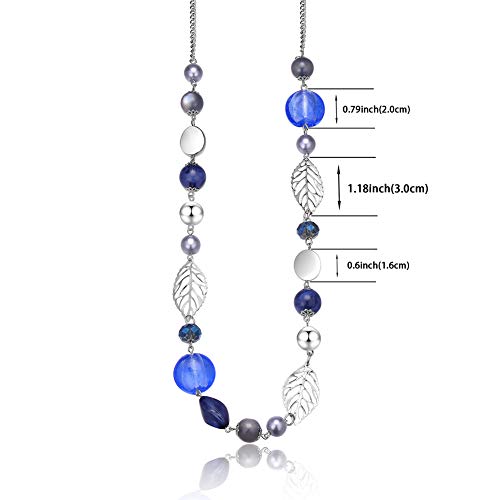PEARL&CLUB Long Beaded Necklaces For Women - Sweater Chain Fashion Jewelry Necklace Gifts For Women - color: 24-Blue
