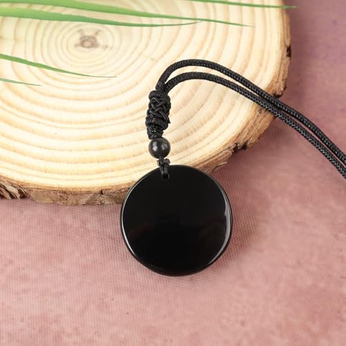 Obsidian Tree of Life Necklaces Orgonite Healing Crystal Stone Pendant Necklace for Spiritual Healing and Meditation Energy Talisman Sacred for Men Women - color: Black obsidian 1