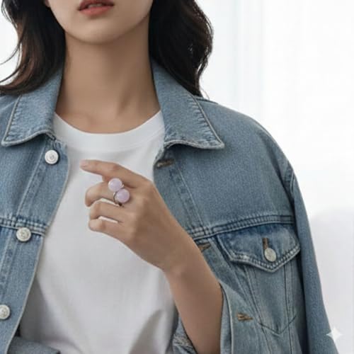 Korean Style Gemstone Hanbok Ring for Women – Adjustable Cherry Ring Traditional Korean Jewelry, Gift Box Option, Fashion Accessory for Daily & Special Occasions - color: Pink
