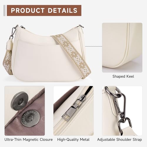 APHISON Trendy Leather Crossbody Purse with Adjustable Strap, Women's Shoulder Handbag - color: 08-white