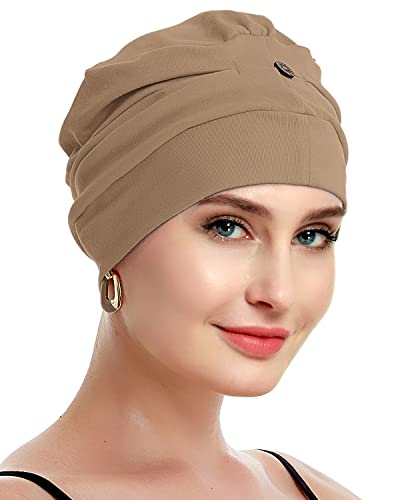 osvyo Cotton Chemo Turbans for Women Cancer Hairloss hat - Cotton Lightweight Headwear Sealed Packaging - color: Cotton Deep Apricot