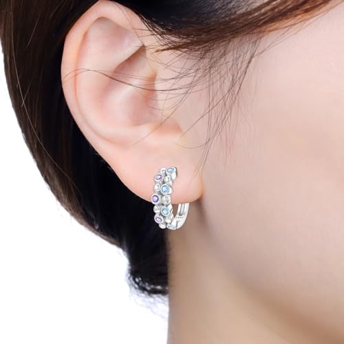 Earrings for Women 925 Sterling Silver Hoop Earring Colorful Cute Fashion Hoop Earrings Graduation Birthday Jewelry Gifts for Women - color: Bubble Earrings