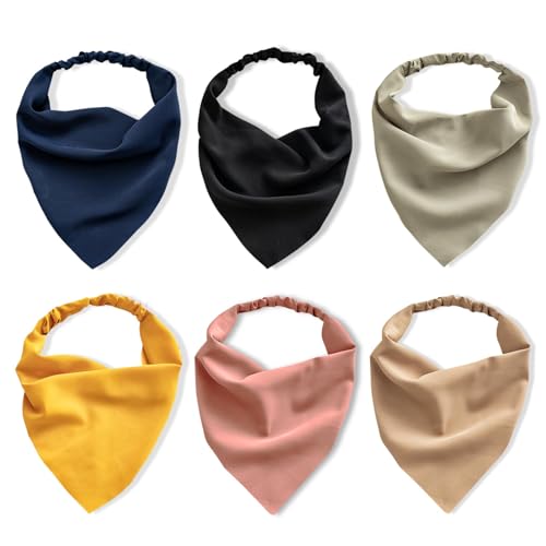 6 Pack Hair Scarf Headband for Women, Elastic Boho Triangle Bandana Head Scarves Hair Accessories