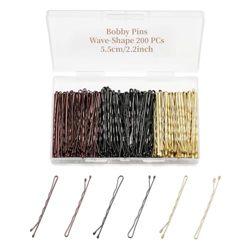 QIUTIMIY 200 Pcs 1.38 Inch Wave-Shaped Bobby Pins Mix Metal Hair Pins Hair Accessories for Women Stylists Hair Sticks Girl - color: Multi-colored, size: Wave-2.2in