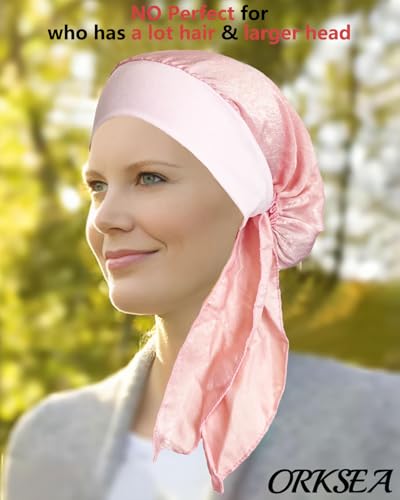 Chemo Headwear for Women Head Scarf Headwraps Silky Soft Turbans for Women Cancer Hats Chemo Beanie Coverings Scarves - color: B Light Pink