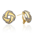 Mytys Two Tone Earrings for Women Gold and Silver Crossover Half Hoop Statement Earring Designer Stud Earrings - color: square Gold & Silver