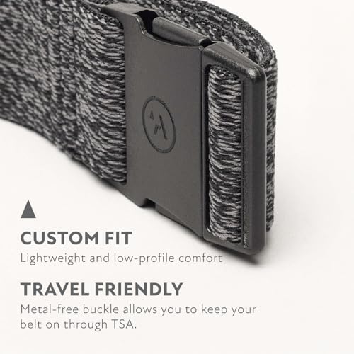Arcade The Original Slim Unisex Adventure Belt, Narrow Width Elastic Stretch Webbing, Micro Adjust Buckle - color: Ranger Slim - Heather Black - Recycled