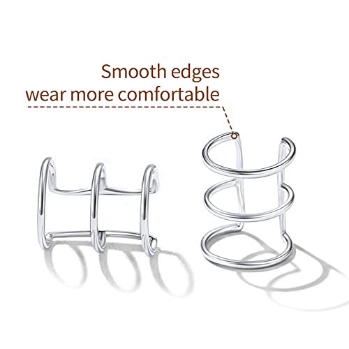 ChicSilver 925 Sterling Silver Ear Cuff Earrings Non Piercing Clip on Cartilage Cuff Earrings for Women - style: G: Simple Lines