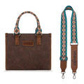 Montana West Wrangler Tote Bag for Women Aztec Western Retro Purse Top Handle Handbags - color: A-aztec-coffee and Turquoise