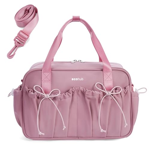 ECOHUB Small Gym Bag for Women, Mini Gym Duffle Bag with Wet Compartment, Bowknot Sports Bag, Cute Gym Tote Bag Dance Yoga Workout Travel Bags Pink - color: Pink