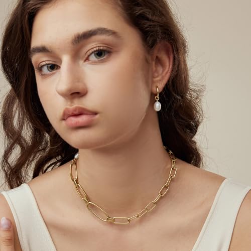 ARSIS 18K Gold Plated Shell Pearl Necklace for Women, 35"/45" Long Dainty Pearl Layering Necklace Beaded Choker, Vintage Boho Strand Necklace Vacation Jewelry Gift for Birthday Anniversary Party - color: 42cm Baroque Pearl