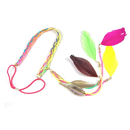 WLBON Halloween Boho Feather Headband Hippie Indian Leaf Hair Hoops Bands Tassel Bohemian Headpiece Hairband Women Xmas Wedding Festival Masquerade Cosplay Dress Up Birthday Party Accessories Beige - color: Beige Tone