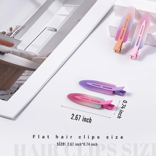 10 Pcs Creaseless No Crease No Bend Flat Hair Clips For Styling Non Slip Makeup Clips For Women Salon Hairstyle,Assorted Purple Pink - color: Assorted Purple Pink