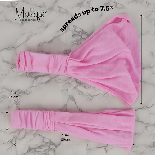 Motique Accessories Wide Cotton Head Band Solid Boho Yoga Style Soft Hairband for Women (Pink) - color: Pink